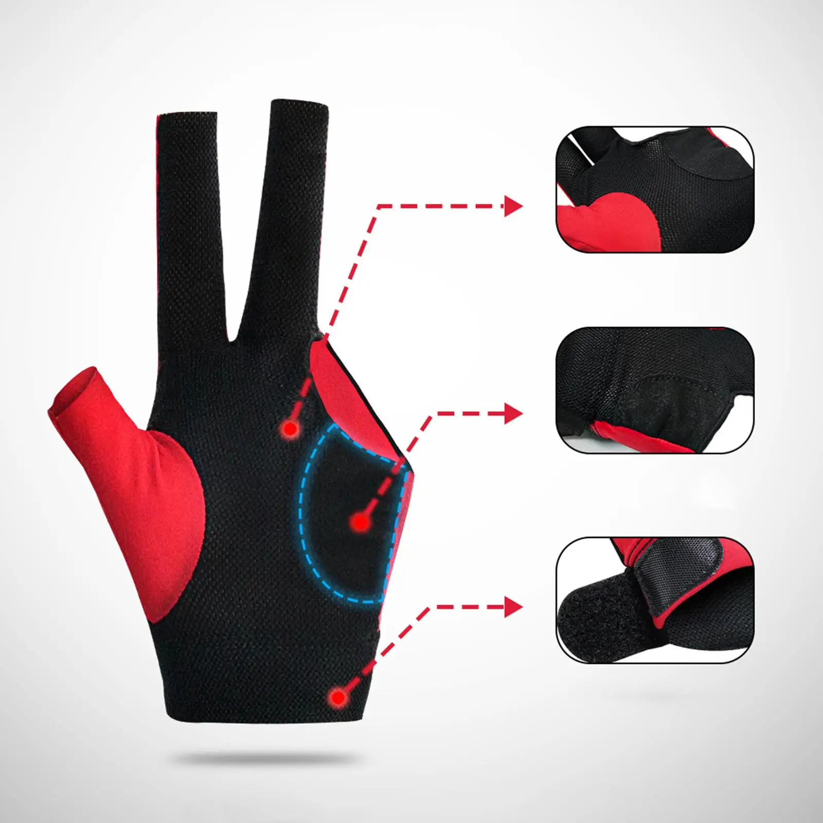 

Three-Finger Billiard Glove, Elastic Glove, Wear-Resistant, Breathable, Billiard Glove, Snooker Glove for Adult Indoor Games