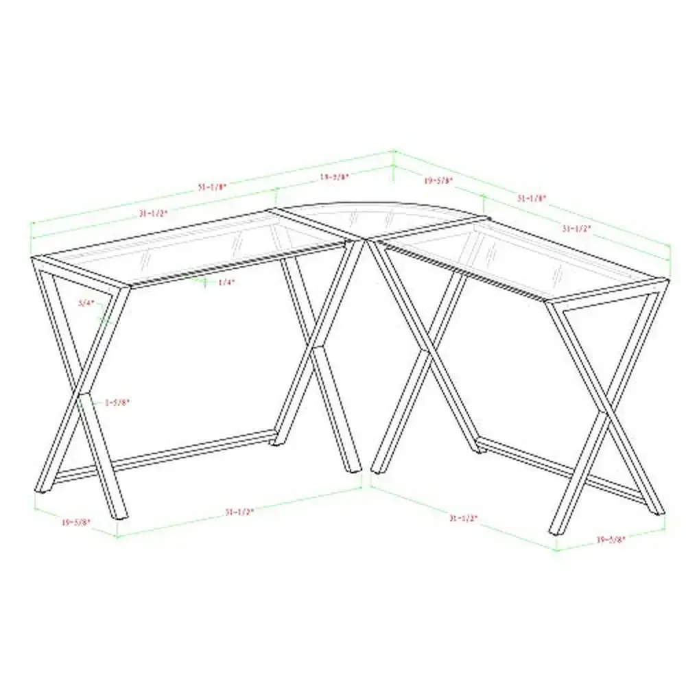 Gamer Command Center Desk Set Glass Steel Construction 2-Pack White X-Design Office Workstation 100 lbs. Capacity