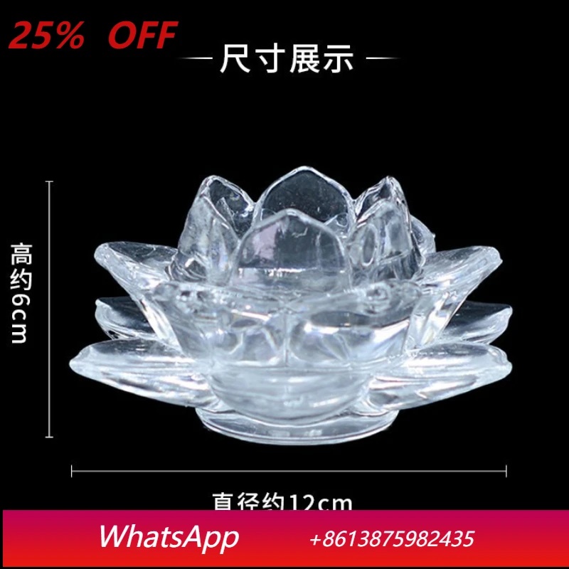 

LH crystal lotus seat six-petal transparent glass temple home ornament craft candlestick