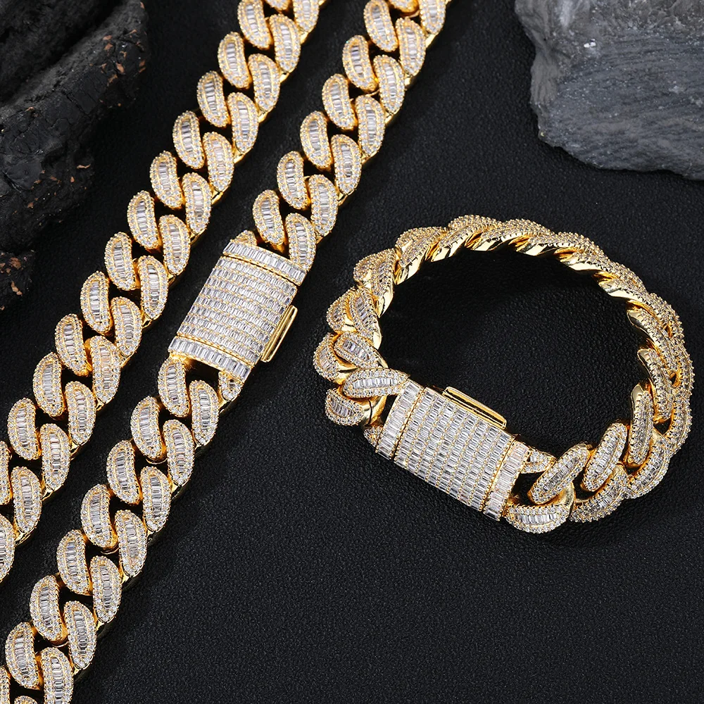 

Смелый кубинский комплект из Т-образного квадрата диаметром 18 мм: ожерелье и браслет из ледяного циркона. Невероятный универсальный стиль хип-хопа