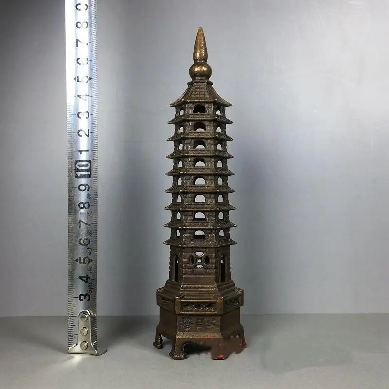 Antique copper nine story Wenchang Tower ornaments home living room study desktop ornaments stationery supplies