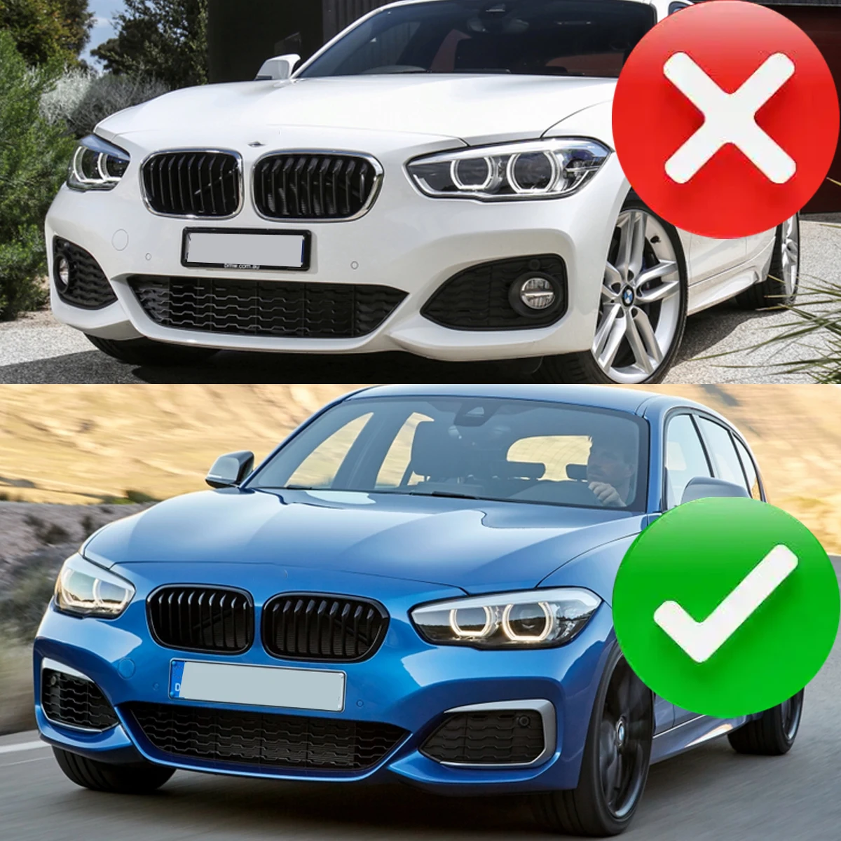 Magickit Front Bumper Centre Lower Grille for BMW 1 Series 2015-2019 F20 F21 M Sport M135i M140i LCI Fog Light Grill Trim Frame
