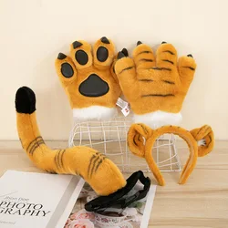 Funny and Creative Cartoon Simulation Plush Toys Tigers Dinosaurs Giraffes Big Paws Tail Gloves Props Children's Gifts