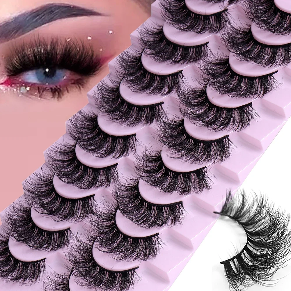 

10 Pairs 3D Fake Lashes Dramatic Volume Thick Lashes Fluffy Natural False Eyelashes Thick Dramatic Eyelashes