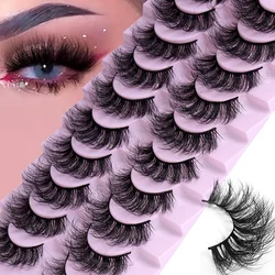 10 Pairs 3D Fake Lashes Dramatic Volume Thick Lashes Fluffy Natural False Eyelashes Thick Dramatic Eyelashes