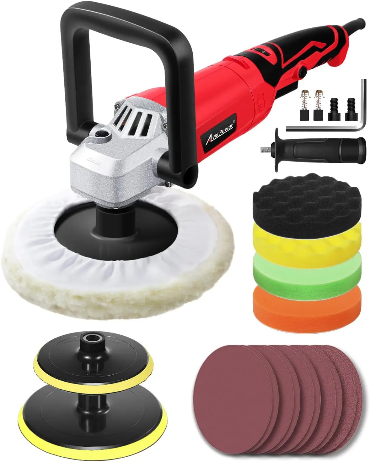 

1200W 7-Inch Rotary Buffer Polisher, 6-Speed 1600-3500 RPM, Detachable Handles for Car Detailing & Waxing