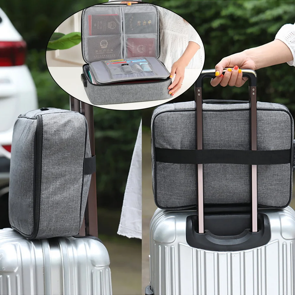 Men Large Document Storage Bag Files Lockable Folder Ticket Credit Card Certificates Password Lock Bags Passport Organizer Women
