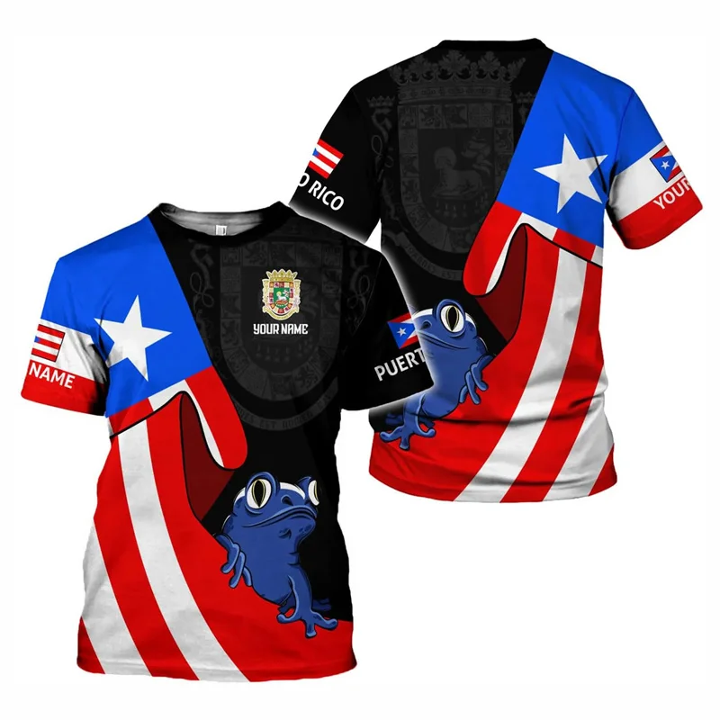 بورتوريكو العلم الجرافيك تي شيرت الرجال ثلاثية الأبعاد مطبوعة تي شيرت الأطفال قصيرة الأكمام التي شيرت بلايز الصيف كرة قدم رياضية تي شيرت #2