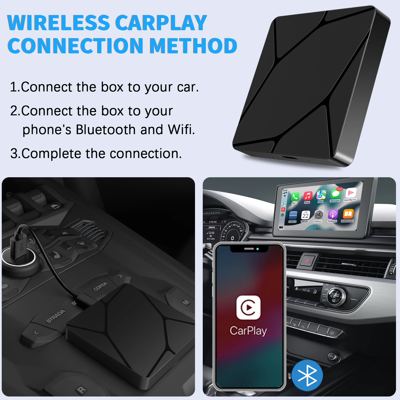 Binize Wireless CarPlay Adapter USB Dongle for Factory / OEM Cars Support Wired CarPlay  ( Wired to Wirless Carplay Adapter)