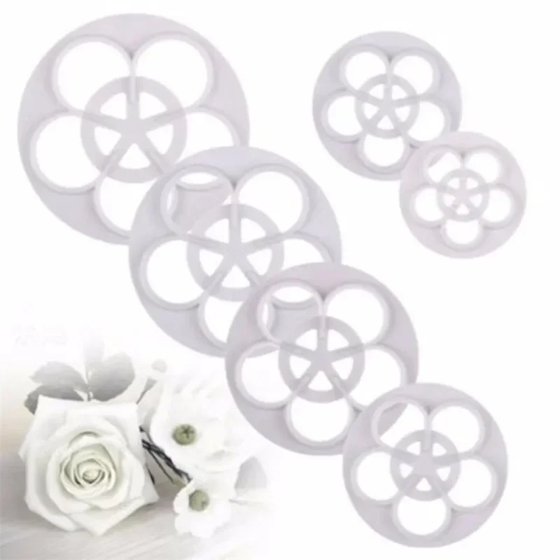 1set/6Pcs Rose Flower Petal Shape Plungers Cutters Decorating Tools For Cake Sugarcraft Fondant Cookies Confectionery Tools