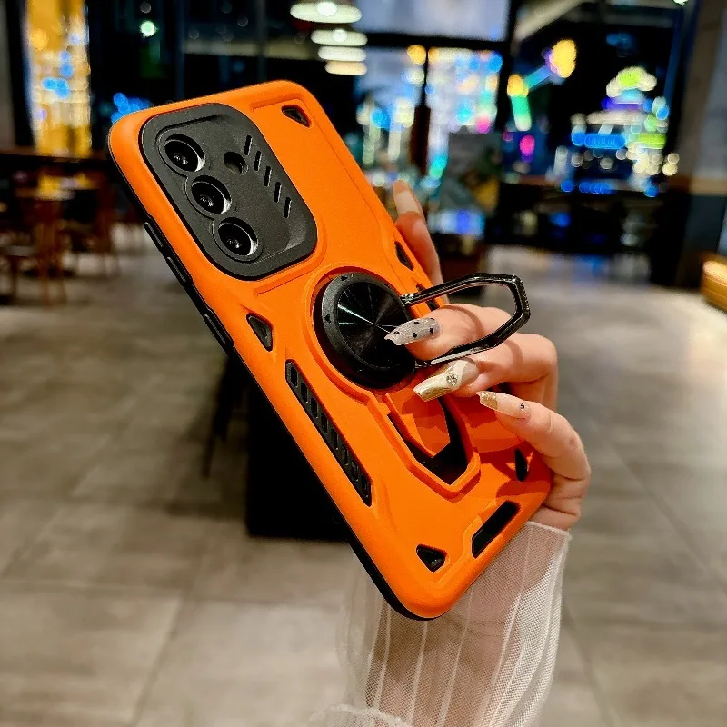 

Роскошный бронированный 360° ° Защитный чехол 2 в 1, вращающееся металлическое кольцо, подходит для Samsung S24 25 ULTRA FE A06 16 26 36 56 17