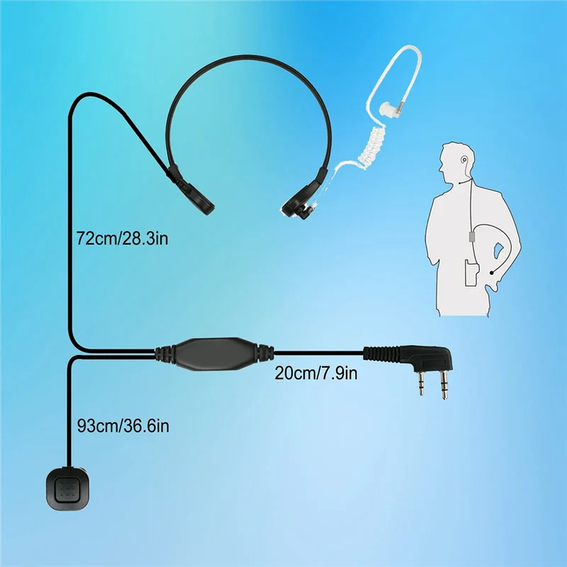 Throat Microphone Mic PTT Laryngofon Air Tube Headset Earpiece for UV-5R UV B5 GT-3TP UV-5X