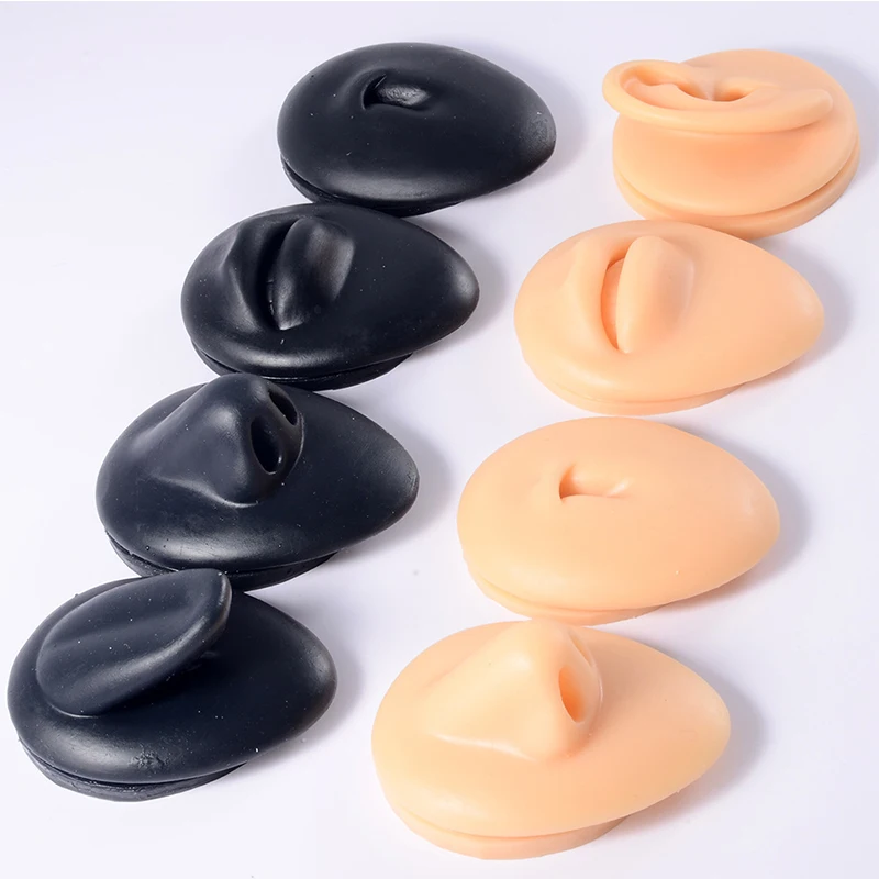 Simulated Silicone Ear Nose Navel Nipple Model Stereoscopic Puncture Training Piercings Jewelry Display Teaching Tool Stand Kit