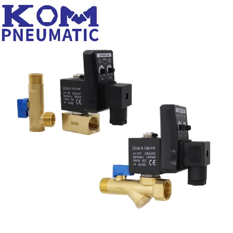 2/2 Way 1/2'' 40 Bar Compressor Auto Condensate 24V DC 220V AC Drain Digital Timer Valve Solenoid Valves DC24V 110V 1.6M