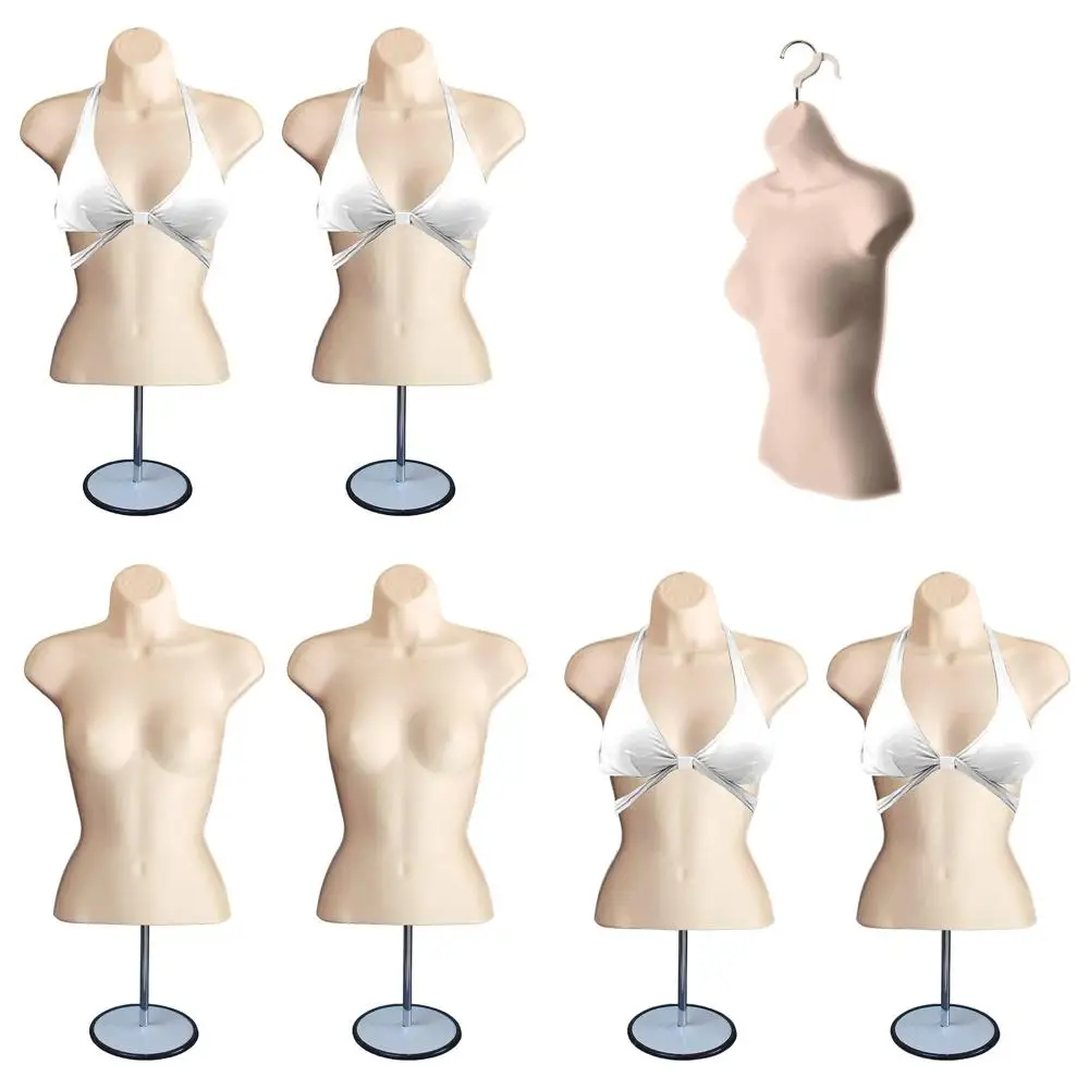 

Stackable Female Mannequin Set, S-M Size, Metal Stand, Hollow Back for T-Shirt Displays and Design Shows
