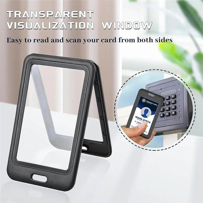 

ID Badge Holder With Double-Sided Windows Vertical ID Card Holder ID Card Case Protector For Office, School, 12PCS Black