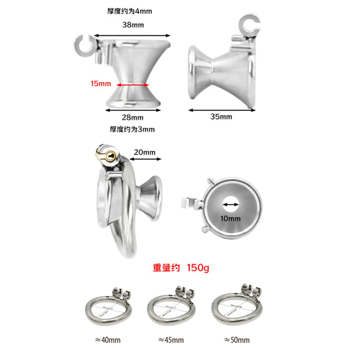 New Metal Small Button Inverted Sissy Male Chastity Cage Cock Ring Penis Lock Bondage Slave Man Sex Toy Anti-Cheating For Men - view 3