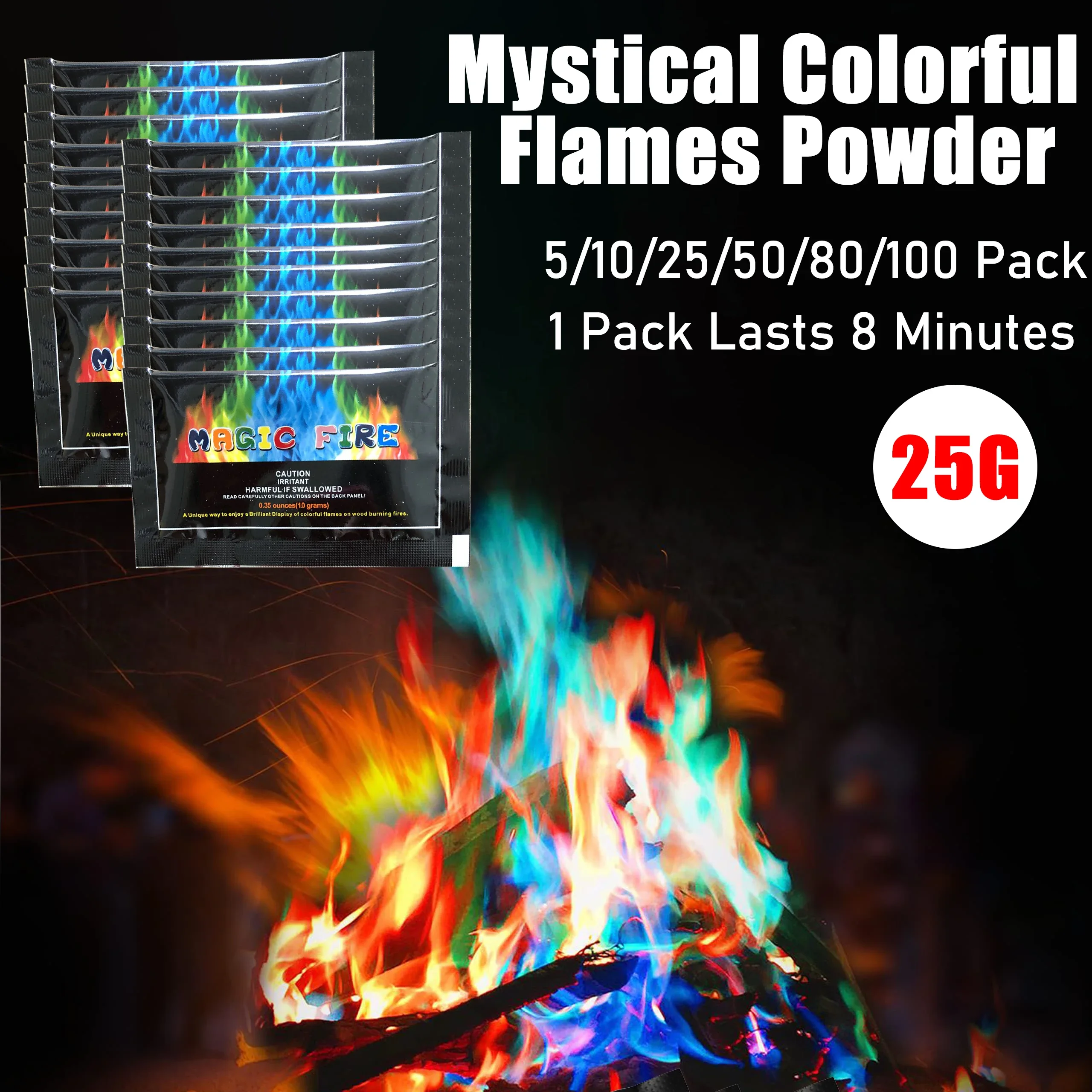 Mystical Colorful Flames Powder Fire Color Changing Packets Outdoor Fireplaces Camping Accessories for Fire Pit Campfires Bon