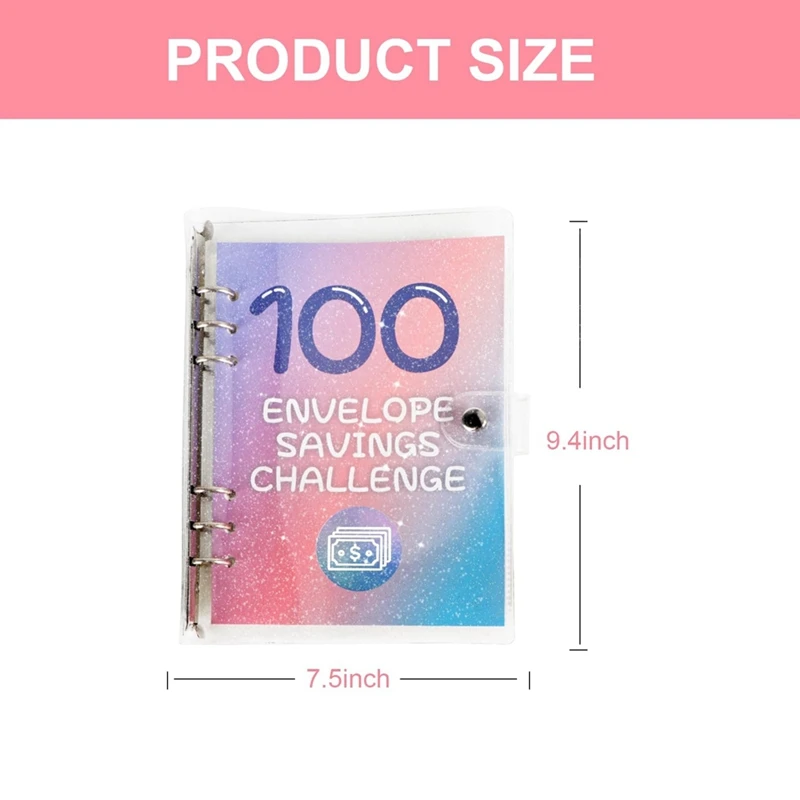 SCLL-100 Envelopes Money Saving Challenge, PU Leather 100 Envelope Challenge Binder, Easy And Funny Way To Save-B Easy To Use