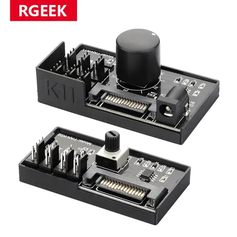 RGEEK PWM Fan Speed Controller SATA DC Power On 4Pin Fan Governor NAS Server Fan Speed Regulator 4-Way 6-Way PWM Fan HUB Control