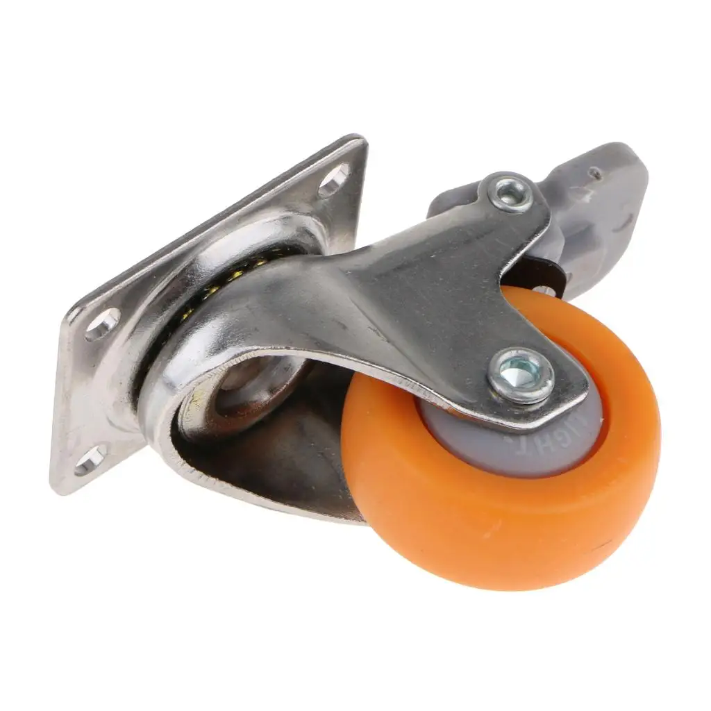 Swivel Heavy Duty Industrial Wheel 1.25 Inch PU Total Locking Brake Smooth Rolling for Tool Cart Workstation and Equipment