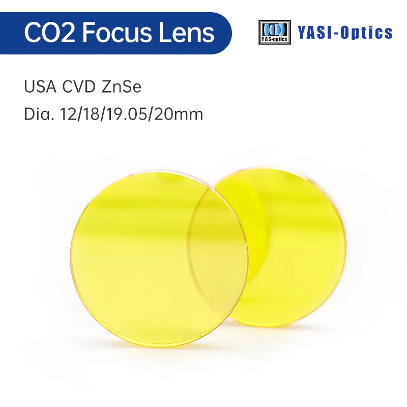 Yasi USA CO2 CVD ZnSe Laser Focus Lens Dia.18 19.05 20 mm FL38.1 50.8 63.5 101.6 127mm for Laser Engraving Cutting Machine