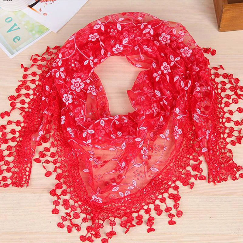 Women Triangle Wrap Fashion Lady Shawl Flower Lace Scarf Bandana Female Baby Tassel Shawls Scarves Summer Photo Prop Accessories