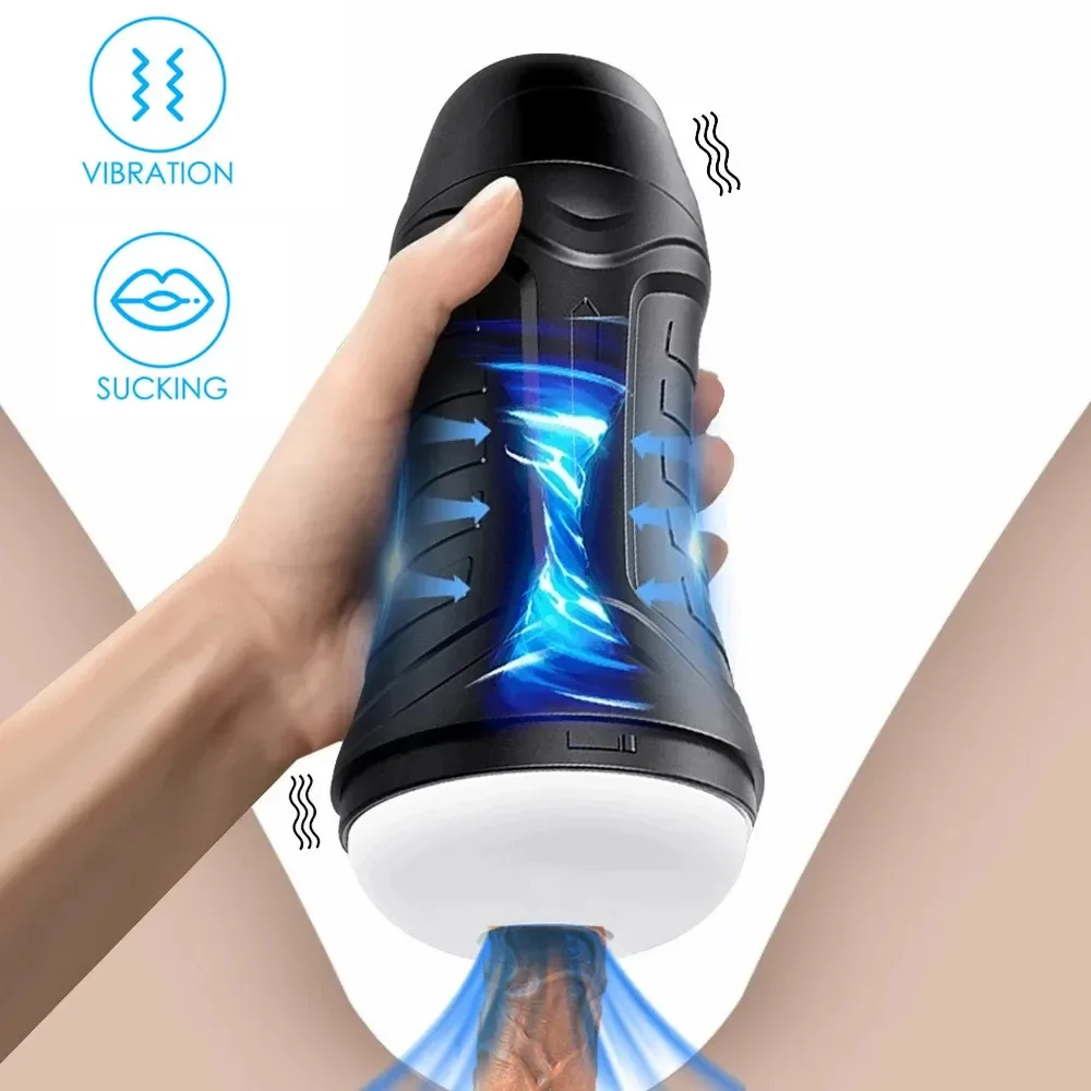 Automatic Male Masturbator Cup Vibration Blowjob Sucking Machine Silicone Oral Vagina Masturbation Cup Sex Toys Adult Goods