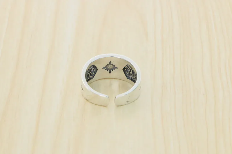 S925 Sterling Silver Sun God Light Starlight Ring Index Finger Tide Men's and Women's Accessories Punk Thai Silver Personalized