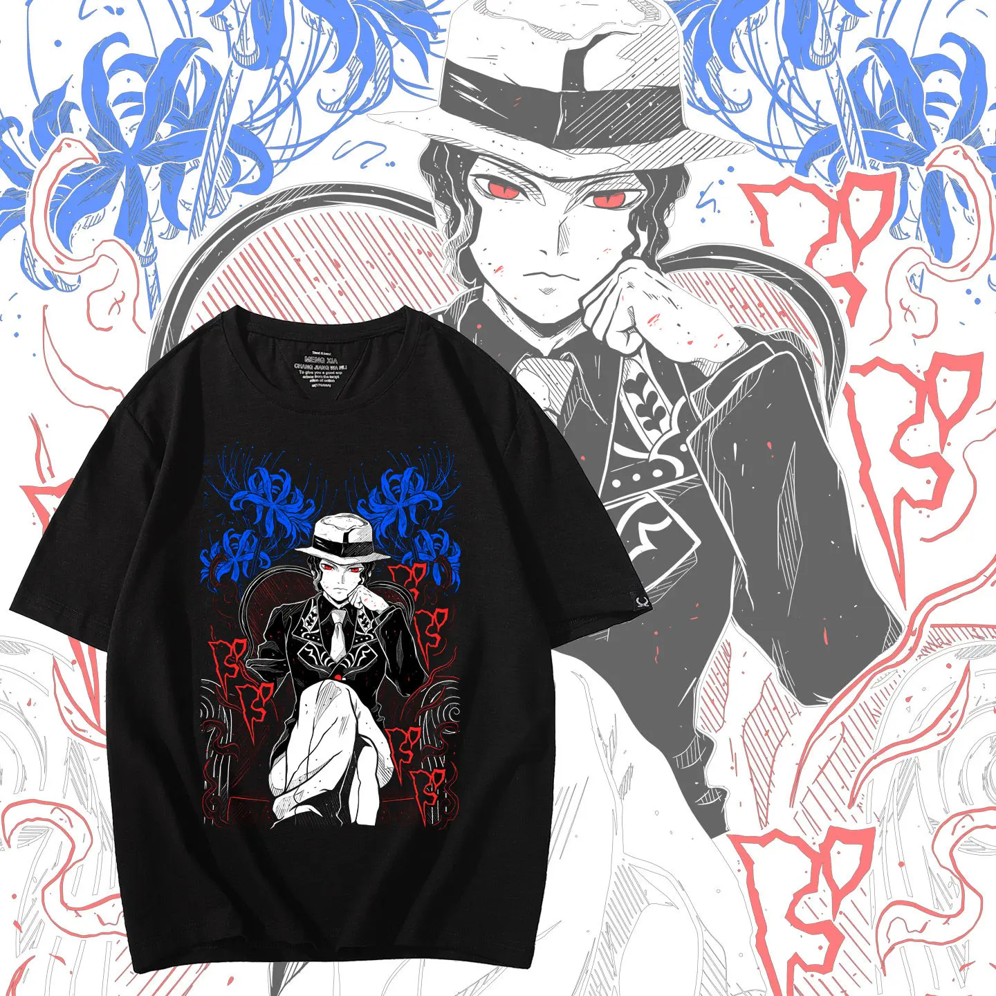 

Футболка Ghost Slayer Blade для мужчин и женщин, аниме-мерч, с коротким рукавом, летняя, с принтом Ghost Dance Tsuji No Tragedy