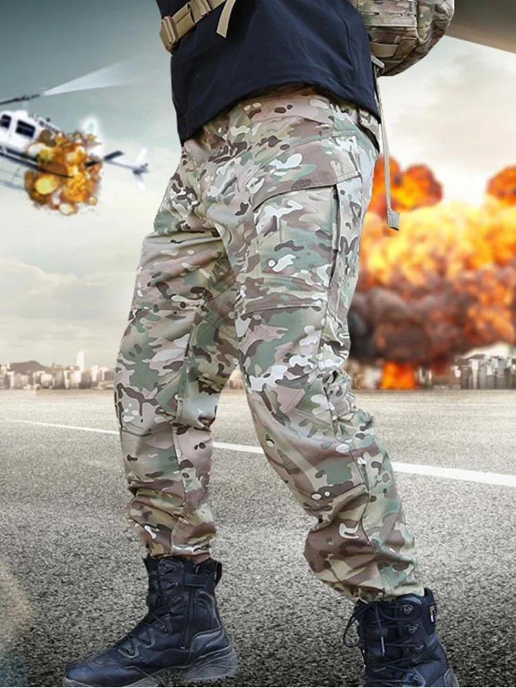 

New Men Camouflage Undercover Concealment Outdoor Cotton and Polyester Waterproof Multi Pocket Sports Cargo Pants