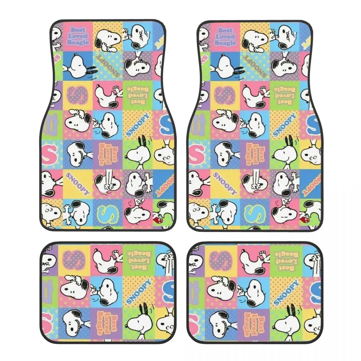 

Snoopys Cartoon Dog Universal Fit Car Floor Mats Durable Car Carpet Mat Set of 4pcs with Anti-Slip Backing Fit for SUV Trucks