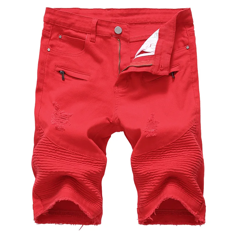 

Men's denim shorts Cycling denim shorts Multi-pocket sports medium casual ripped straight pants Size 28-42