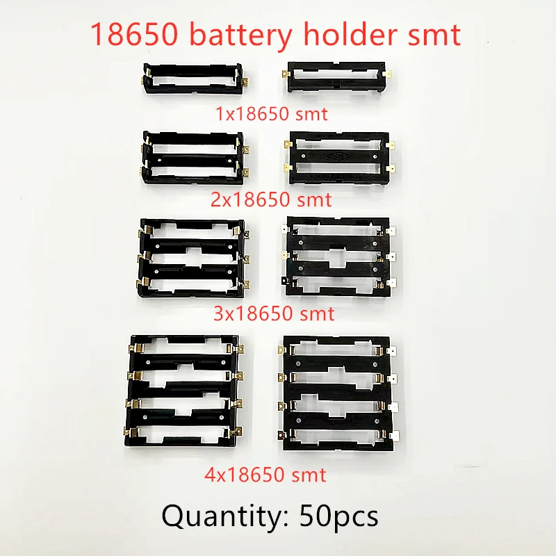 50PCS 1x2x3x4x18650 SMT Battery Holder 18650 SMD Battery Box Storage Case Container Power Bank With Bronze Pins Rechargeable SMT