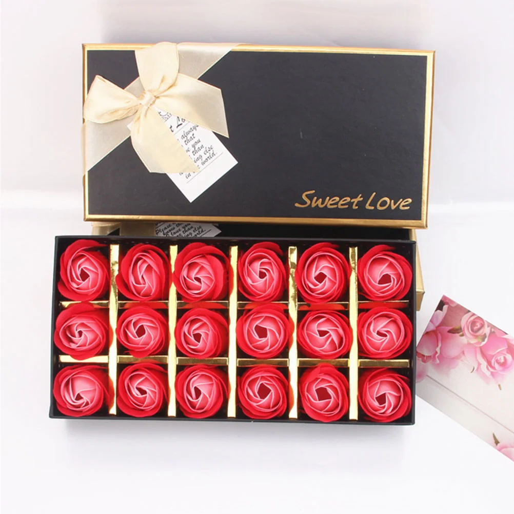 2Boxes Rose-shaped Soap Flower Soap Creative Gift Mothers Day Present Rose Soap 18 Flowers in Each Box