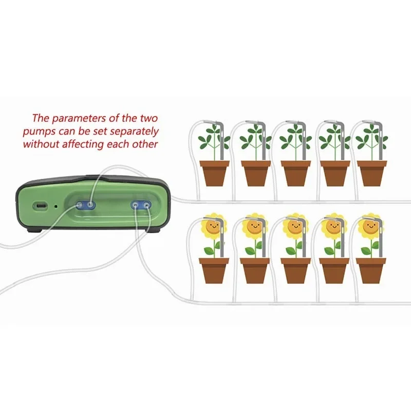 For Garden,Potted Plant Indoor Use Double Pump Automatic Watering Device With Mini Drip Irrigation Kit,Watering System Timer