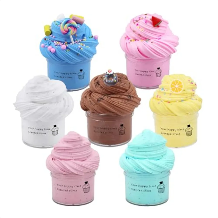 

7 Pack Cake Butter Slime Kits Soft and NonSticky Slime Kit Party Favors for Girls and Boys