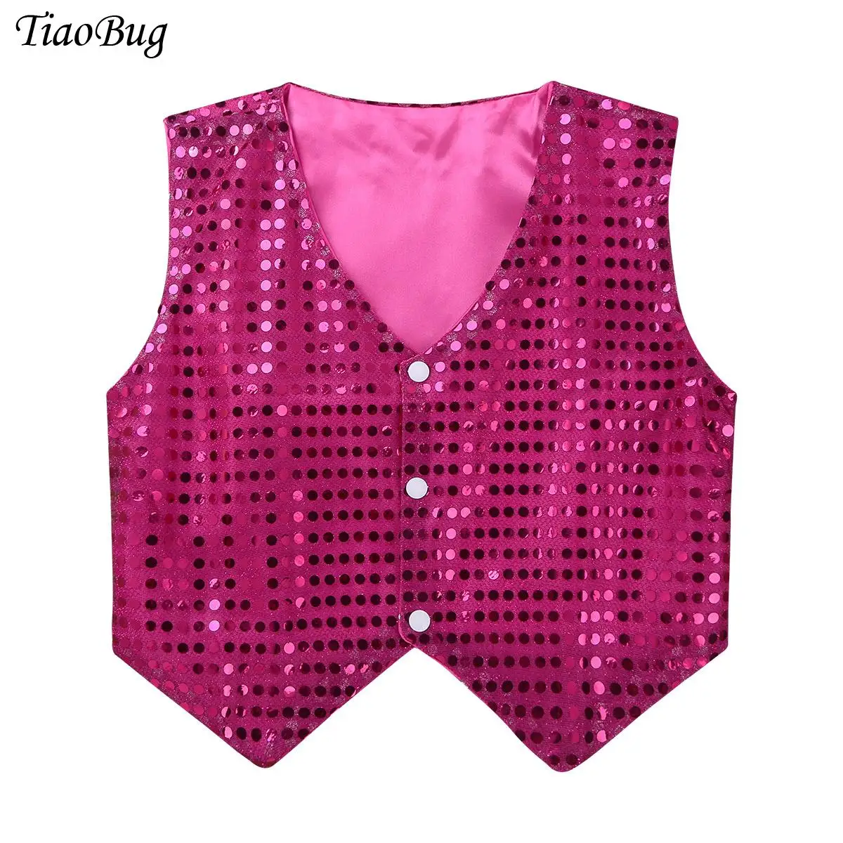 Boys Girls Shiny Sequins Vest Tops Halloween Carnival Choir Jazz Hip-hop Dance Performance Waistcoat Tanks Kids Children Costume