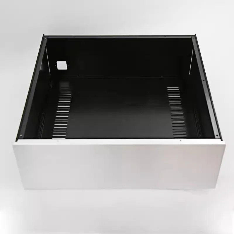 แผงอลูมิเนียมแบบเรียบง่าย4315C พื้นที่ขนาดใหญ่เครื่องขยายเสียงแบบ DIY กล่องหุ้มแชสซี430*150*408มม.