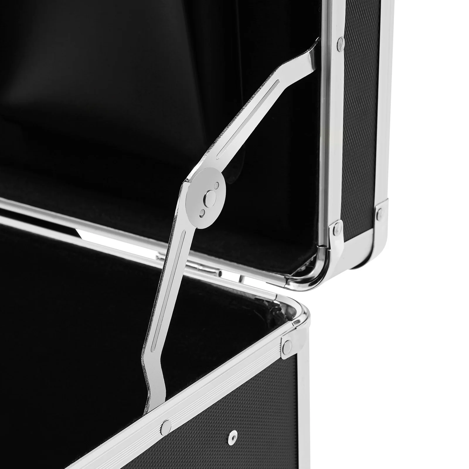 Black Aluminum Alloy 19.2x15x16 Inch Pull Rod File Lock Box Pulley Password Storage Briefcase