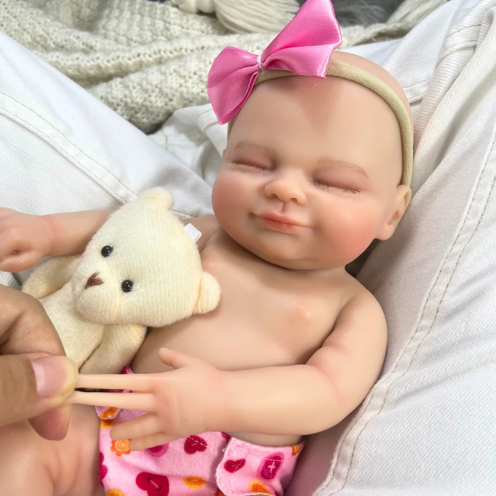

Mini 13.5 Inch Chubby Full Silicone Reborn Baby Doll Hayley Girl Washable Body Soft Solid Silicone Doll Birthday Christmas Gift