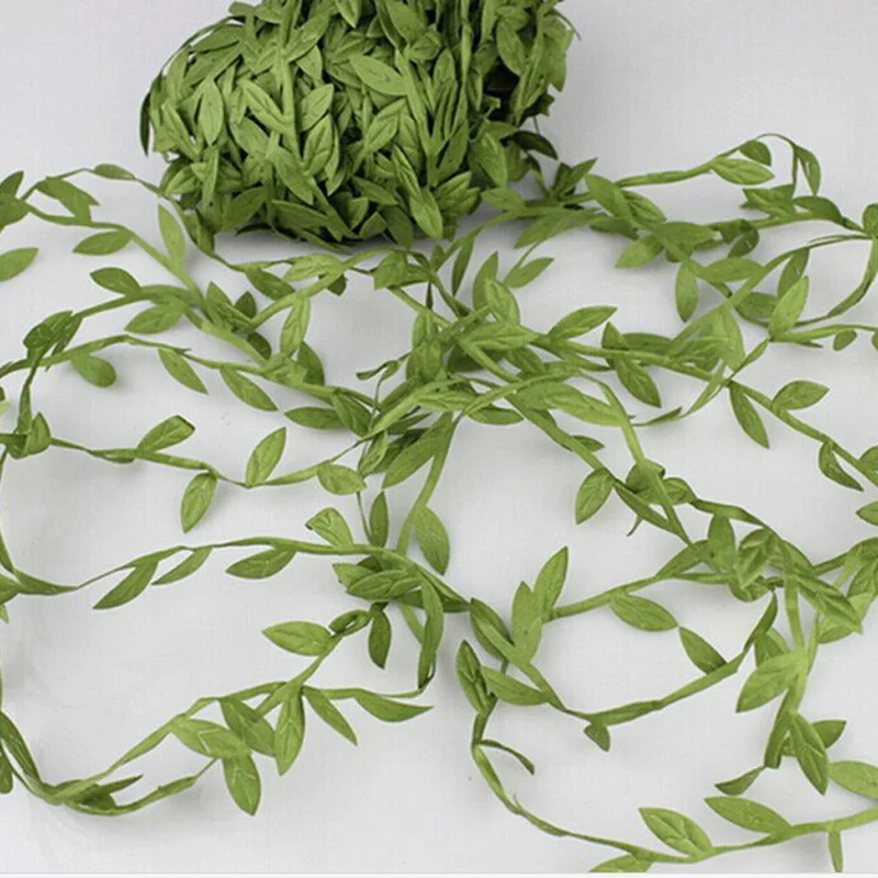 40M Artificial Vines Fake Hanging Plants Leaf Ribbon Trim Simulation Foliage Rattan Wedding Party Wreath DIY Craft  Decoration