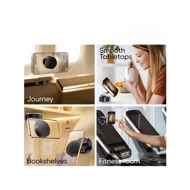 New Foldable Magnetic Vacuum Suction Phone Holder Double Sided Suction Cup Car Bracket Portable Lazy Phone Stand for Home Car ﻿