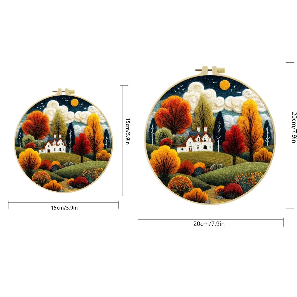 Autumn Woods House 1 Stück DIY Stickerei-Material-Set für Anfänger, Stickerei-Starter-Kit, Kreuzstich-Kunst als Geschenk, Handarbeits-Bastelset – Detail 2