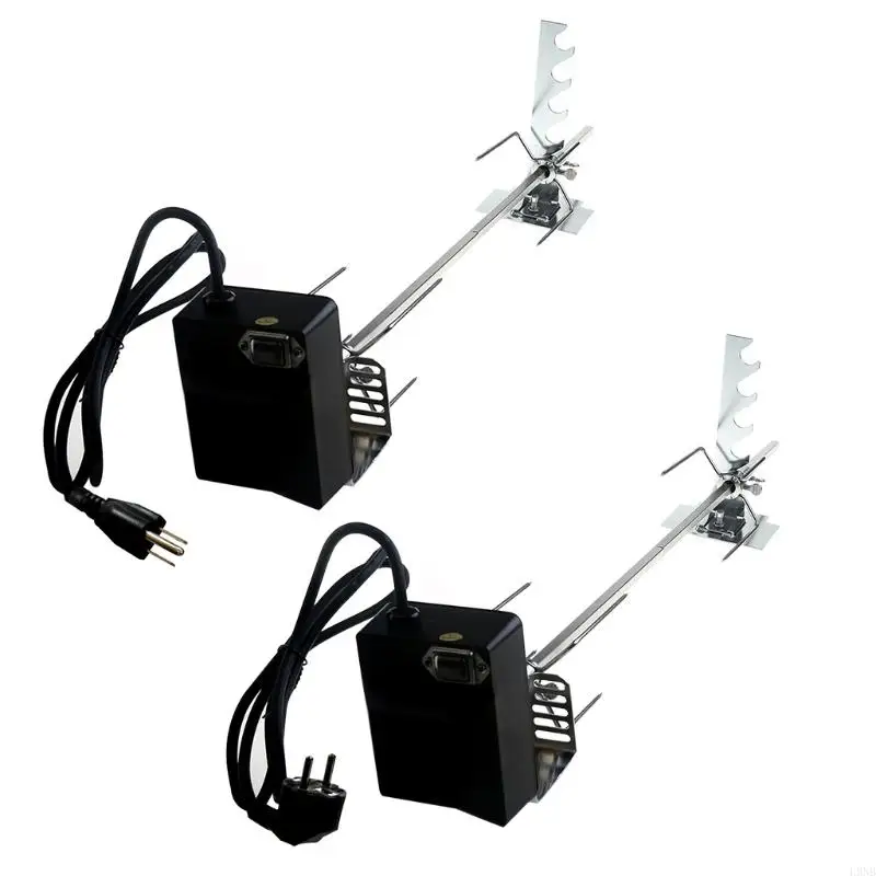 L9NB Universal Automatic Grill Rotisserie Kits with 4W Electric Motor BBQ Bracket Spit Rod Fork Holders