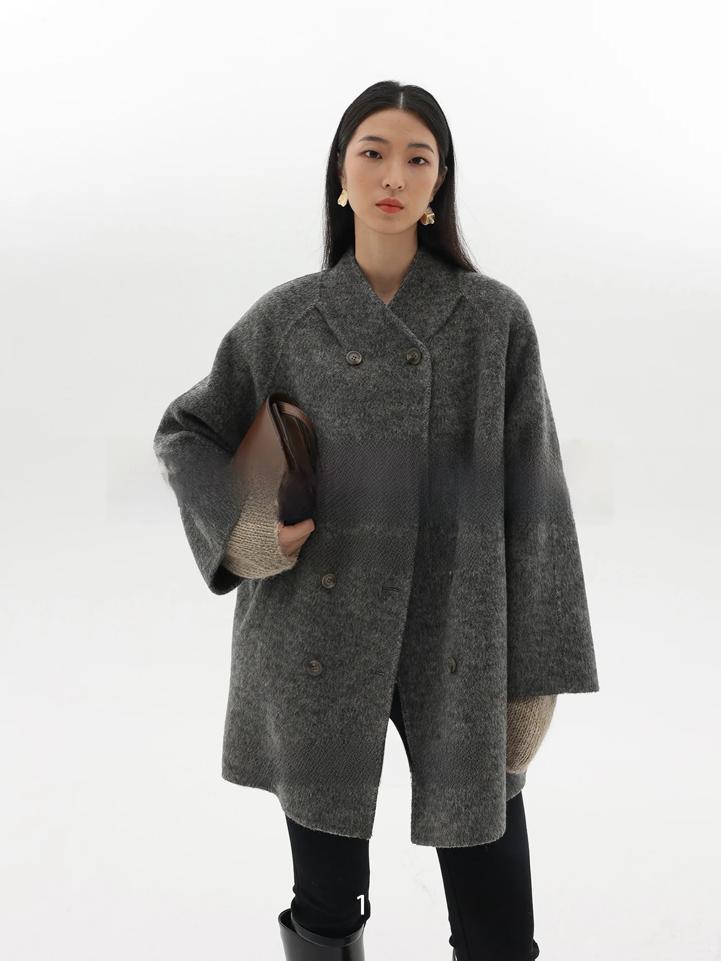 

Joli Choose Casual Sle Winter Woolen Coat Long Sve Double Breasted No Hat Fem Youth Faion Outerwear Durable Material