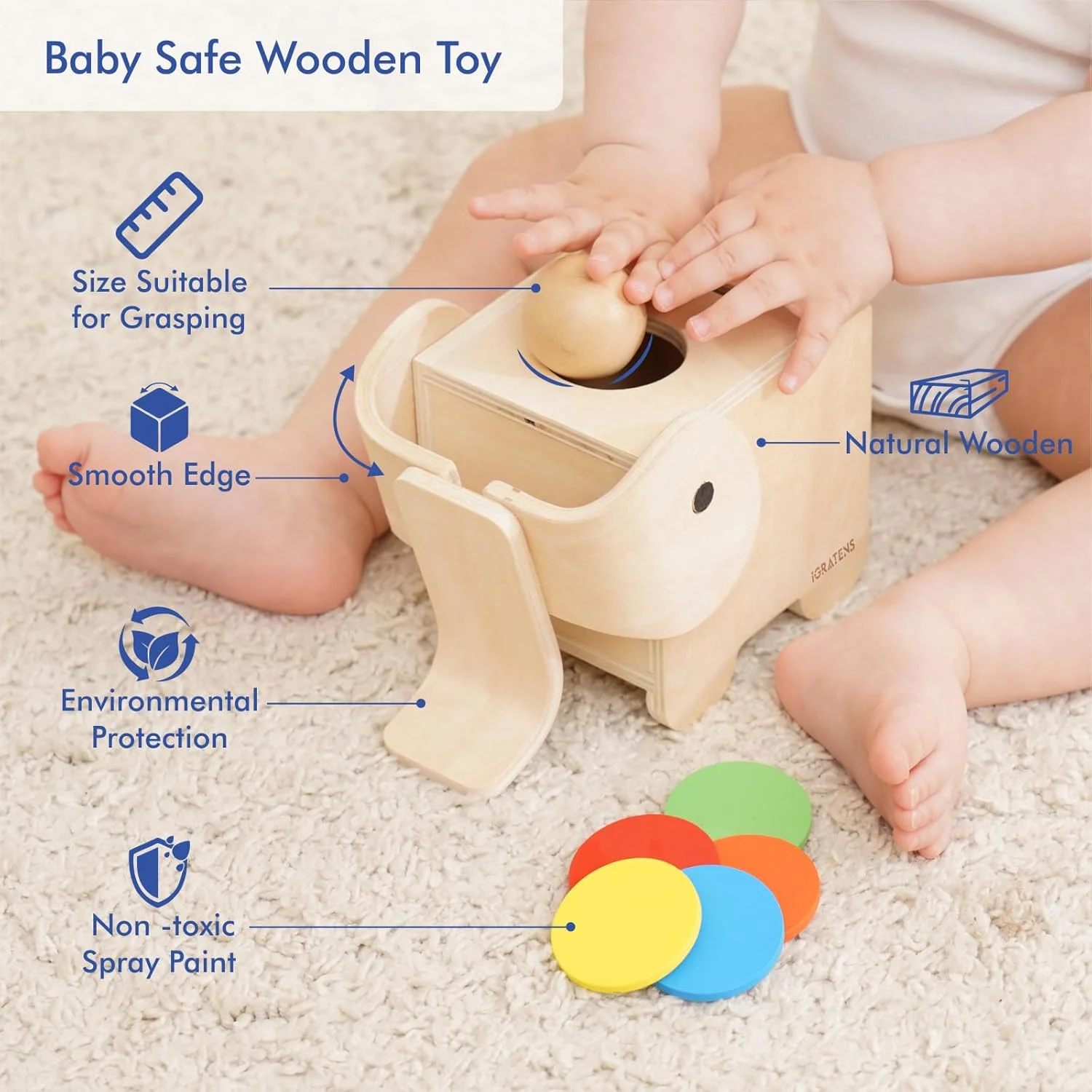 Clasificador de formas de elefante para bebés: ¡Lanzar formas para recuperar juguetes, desarrollar habilidades motoras finas entre se divertir!