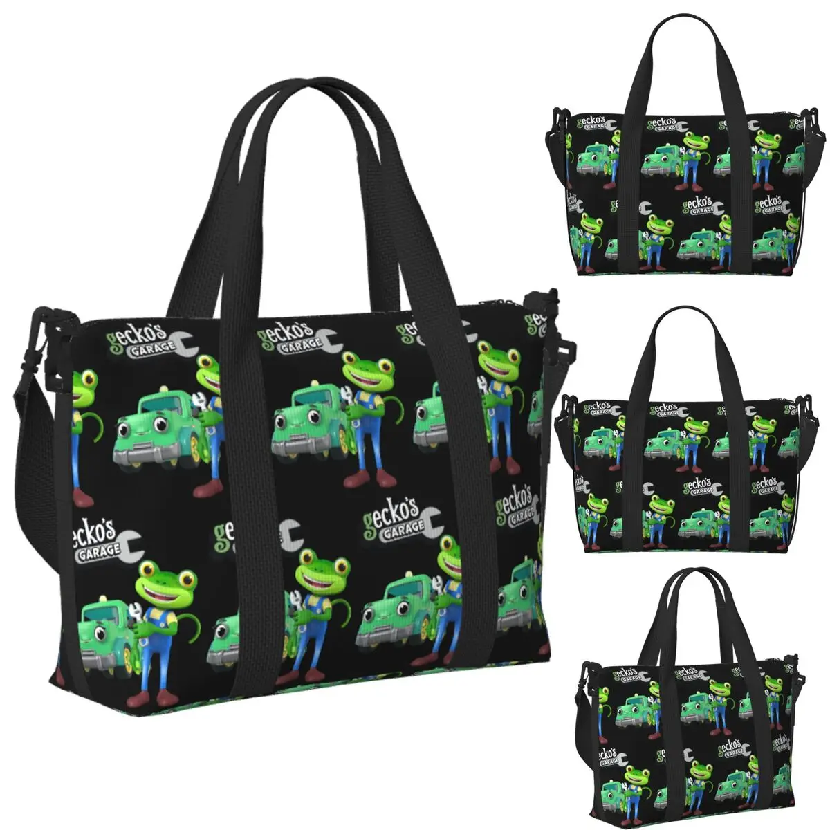 

Custom Tilly The Tow Truck Geckos Garage Fixing Trucks Vehicles Beach Travel Bag Tote Bags Women Shopping Duffle Shoulder Bag