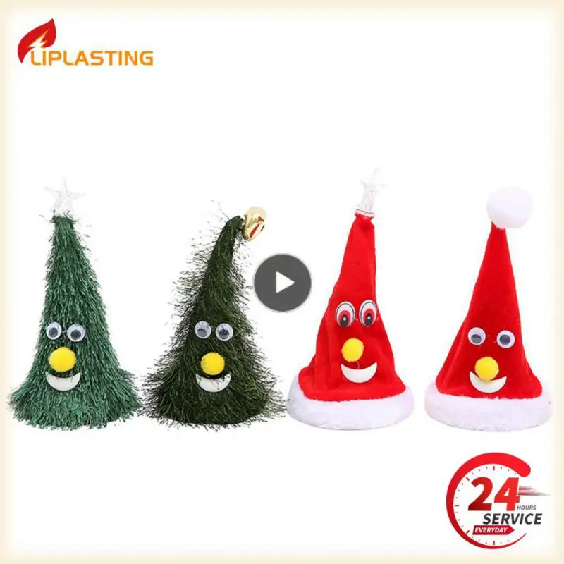 Electric Christmas Hat Funny Xmax Tree Toy Eye Catching Ornaments Dancing Christmas supplies Xmax Creative Stuffed Animal Decor