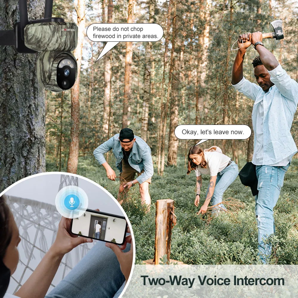 LS VISION 2K WIFI Solar Security Cameras Wireless Outdoor 360° Live View Animal Monitoring Camouflage Color Battery PTZ Cam
